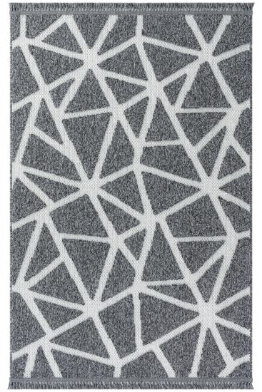 Osptar Charcoal White Scandi Living Room Rug