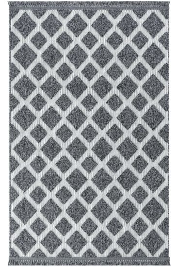Osptar Grey White Modern Geometric Living Room Rug