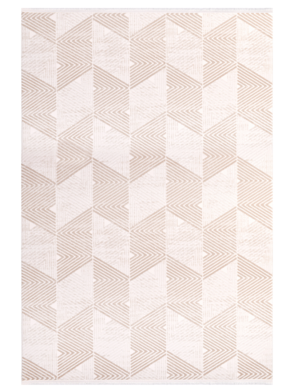 Crafted Cream & Beige Geometric Modern Area Rug