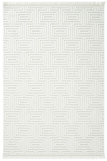 Haptiny White Modern Geometric Indoor Rug