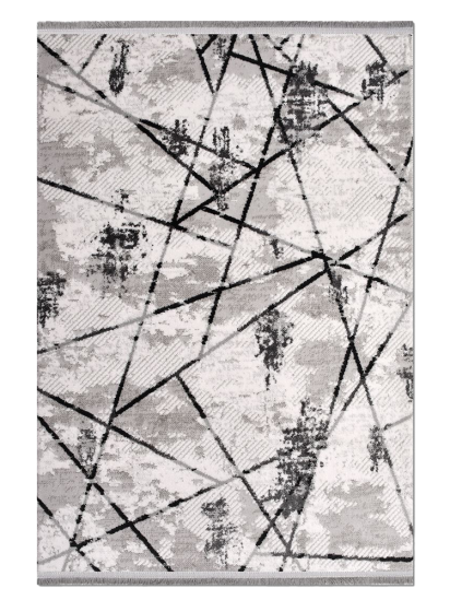 Crafted Beige & Black Geometric Modern Area Rug