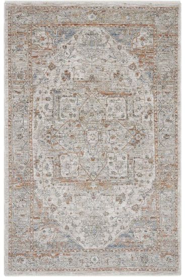 Prime85 Beige Cream Patterned Bordered Area Rug