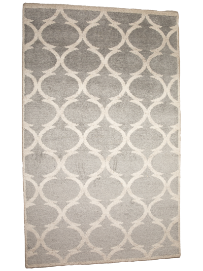 Contemporary Grey Trellis Hand-Knotted Rug