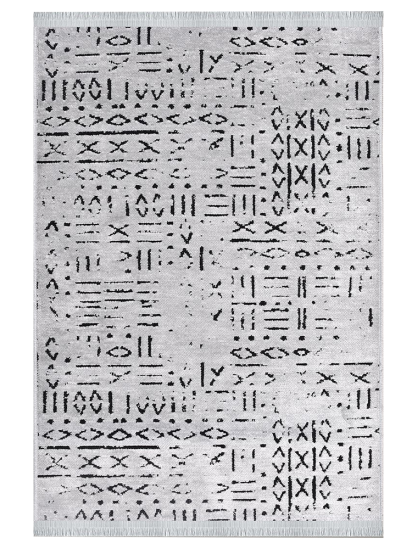 Scandi Grey & Black Venule Living Room Rug