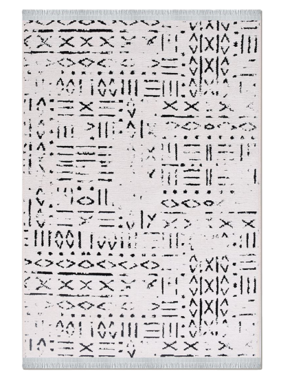 Scandi Cream & Black Venule Area Rug