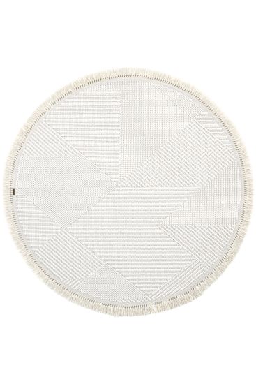 Verptal Cream Modern Patterned Living Room Rug