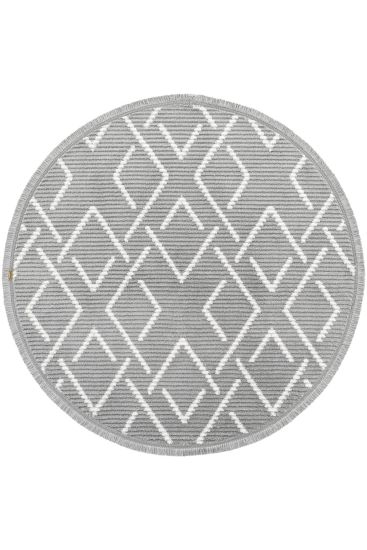 Vetpina Grey White Patterned Living Room Rug