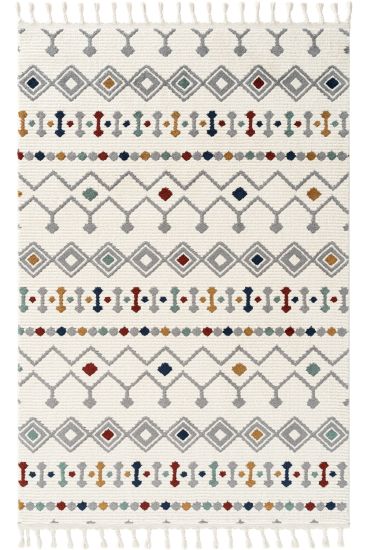 Peptal Cream Grey Modern Bohemian Area Rug