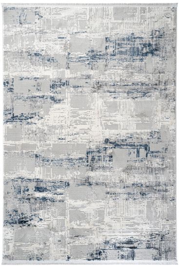 Verbina Grey Cream Abstract Bedroom Rug