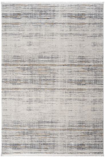 Verbina Grey Beige Stripes Bedroom Rug