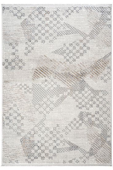 Verbina Grey Cream Bohemian Bedroom Rug