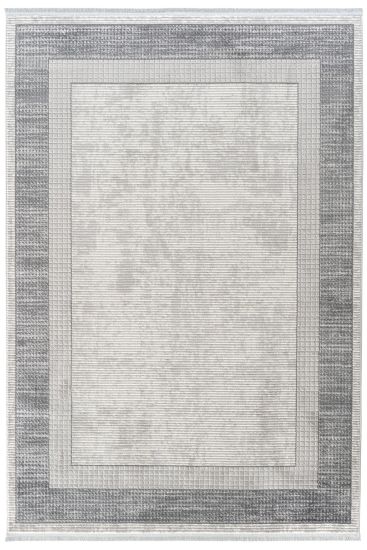 Verbina Grey Modern Bordered Bedroom Rug