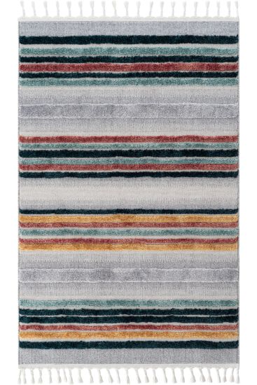 Paltino Grey Multicolour Modern Stripes Area Rug