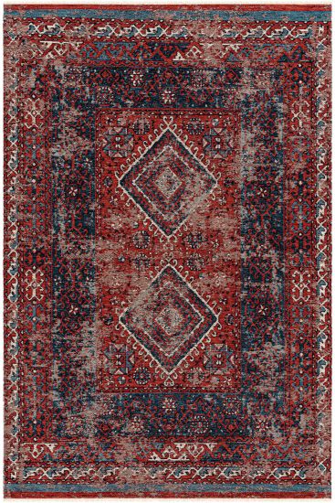 Maptilo Red Multicolour Modern Persian & Oriental Bedroom Rug