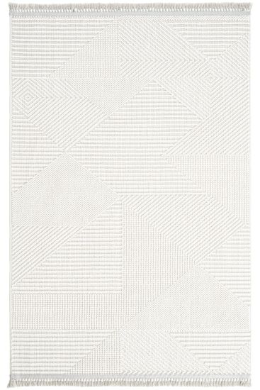 Verptal White Geometric Bedroom Rug