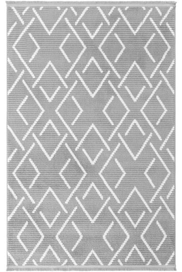 Vetpina Patterned Grey White Living Room Rug