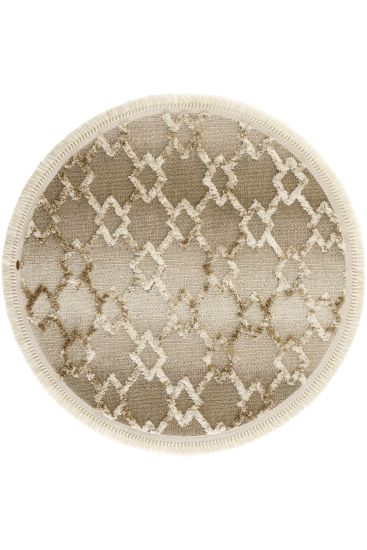 Saptrika Brown Beige Patterned Bedroom Rug