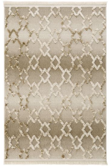 Saptrika Brown Beige Patterned Living Room Rug