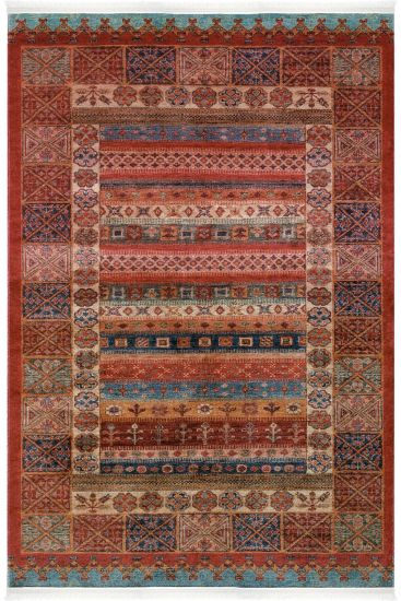 Viptrage Red Multicolour Modern Kilim Area Rug