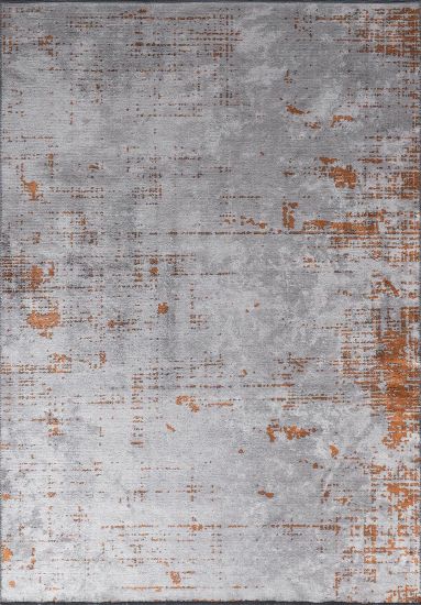 Grey & Orange Mirage Abstract Dining Room Rug
