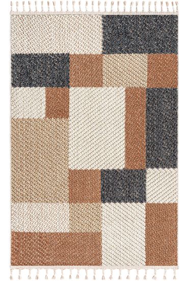Breptis Beige Brown Modern Patchwork Bedroom Rug