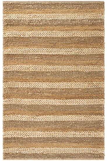 Napturals Brown Beige Modern Stripes Living Room Rug