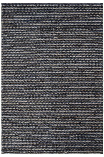 Napturals Charcoal Blue Stripes Plain Area Rug