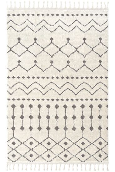 Miptlan Cream Grey Bohemian Bedroom Rug
