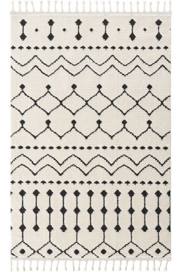 Miptlan Cream Black Modern Bohemian Indoor Rug
