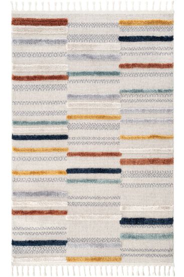 Paltino Cream Multicolour Stripes Bedroom Rug