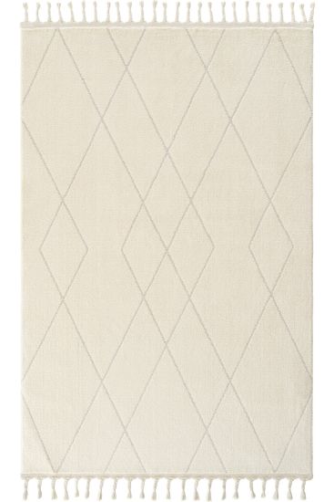 Scaptil Cream Patterned Living Room Rug
