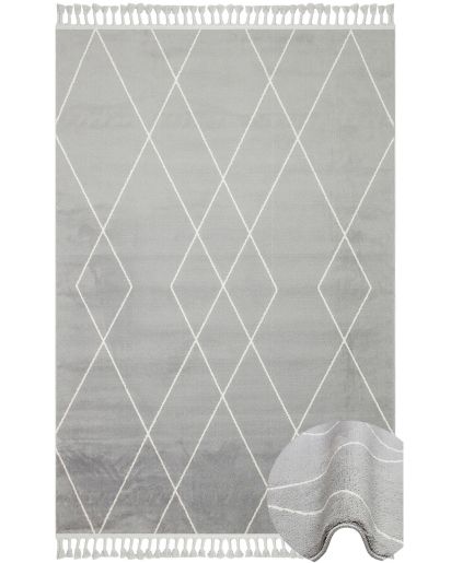 Scaptil Grey Plain Geometric Indoor Rug