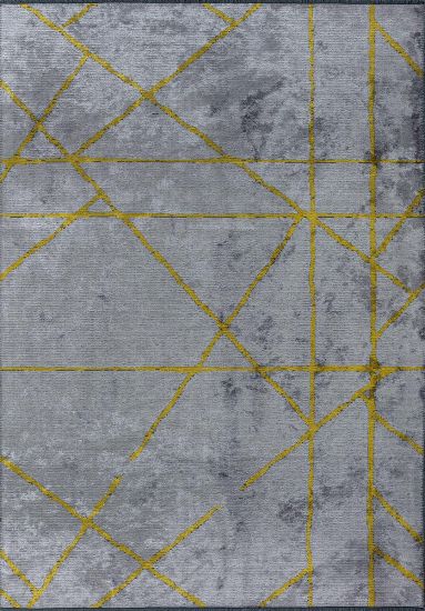 Lush Grey & Yellow Geometric Living Room Rug