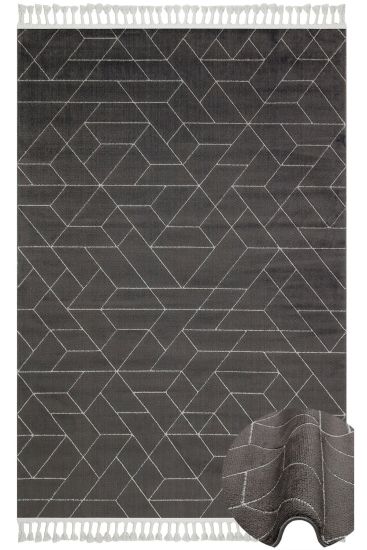 Scaptil Charcoal Modern Patterned Living Room Rug