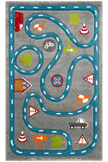 Cooptik Grey Blue Kids Area Rug