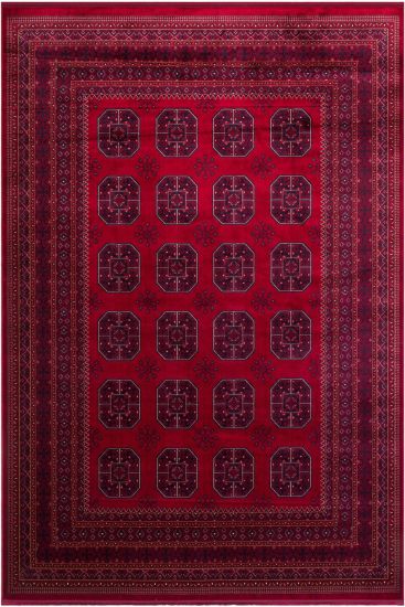 Efsun85 Red Black Patterned Bordered Area Rug