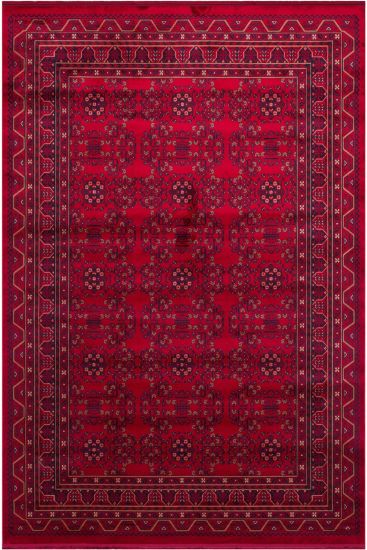 Efsun85 Patterned Bordered Red Black Area Rug