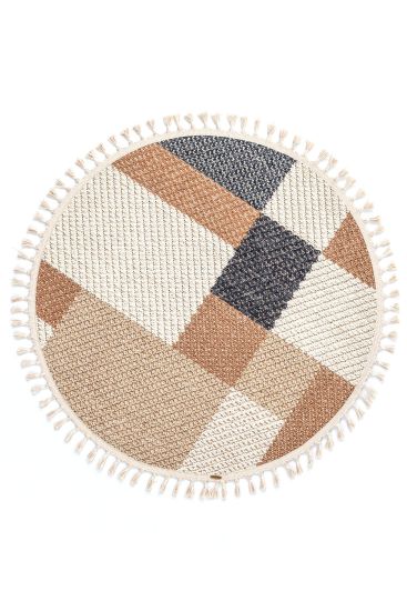 Breptis Cream Copper Patchwork Geometric Bedroom Rug
