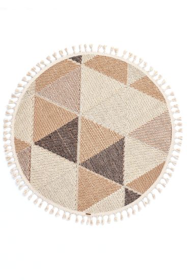 Breptis Cream Copper Geometric Living Room Rug