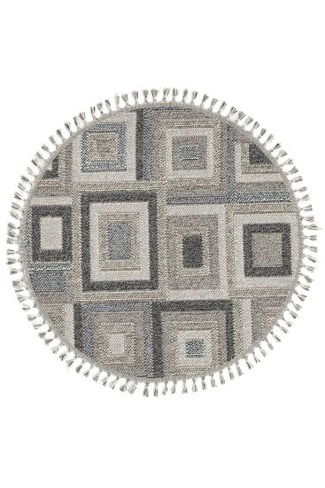 Breptis Grey Cream Geometric Bedroom Rug
