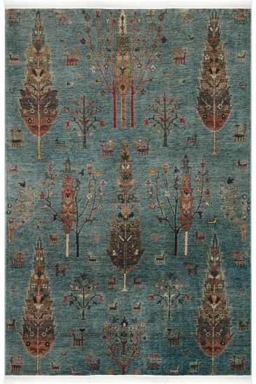 Viptrage Blue Multicolour Modern Kilim Bedroom Rug