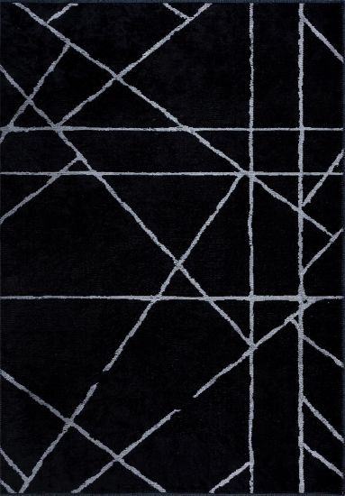Black & Grey Lush Geometric Area Rug
