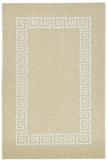 Tokptar Beige Cream Bordered Jute & Sisal Outdoor Area Rug