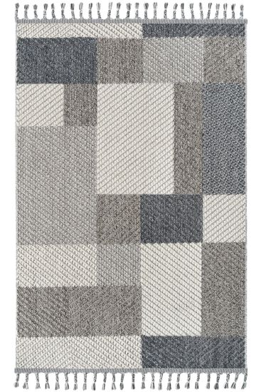Breptis Grey Cream Patchwork Indoor Rug