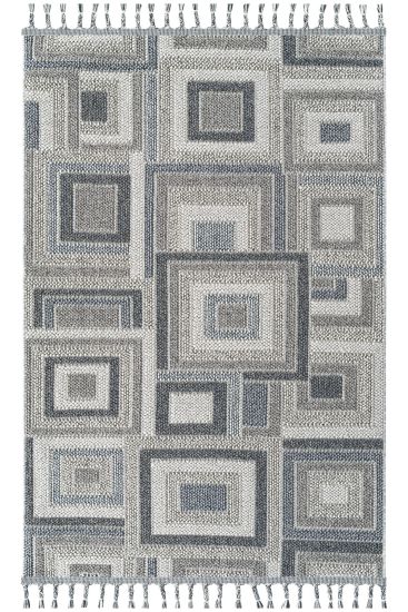 Breptis Grey Charcoal Geometric Bedroom Rug