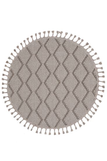Bristley Grey Aztec Round Rug