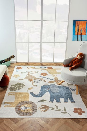 Boreal Cream and Blue Kids' Rug