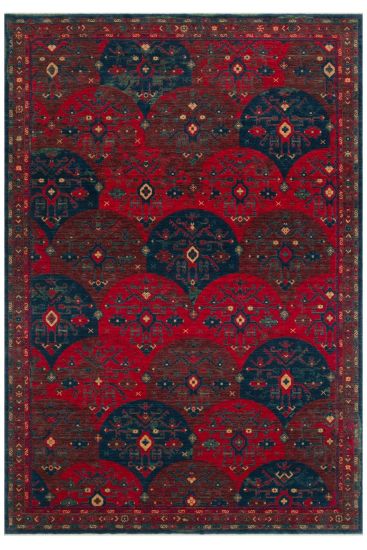 Mardin85 Red Blue Modern Patterned Bedroom Rug