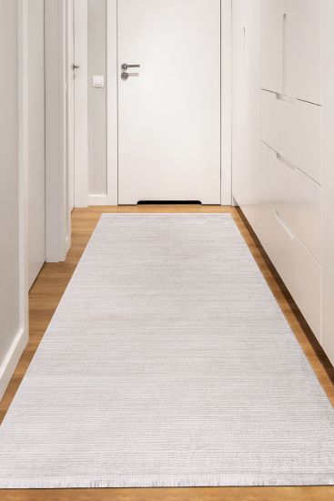 Delora White Striped Runner Rug