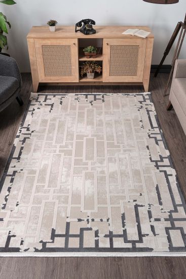 Delora Beige Geometric Area Rug